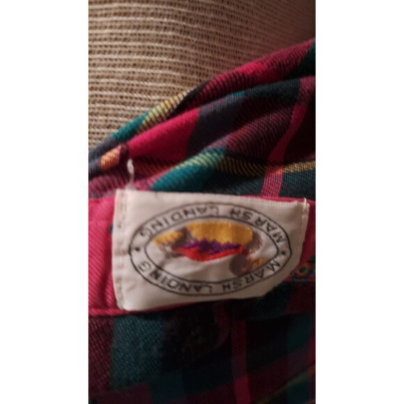 Women's Marsh Landing 100% Cotton Red Plaid Flannel Button Front Shirt Sz 12 - Picture 7 of 8